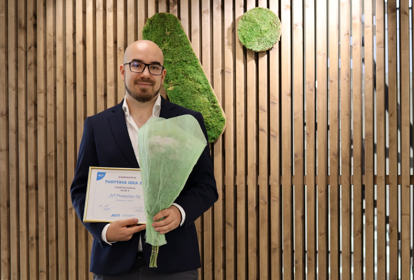 Startup -sarjan voittaja JVT Production Oy (Rauma), toimitusjohtaja Joonas Rakkolainen
