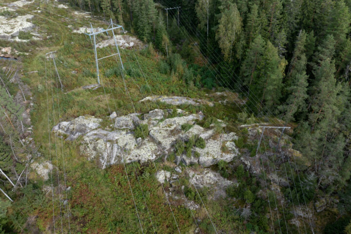Ilmajohtoverkkoa louhikkoisella alueella.